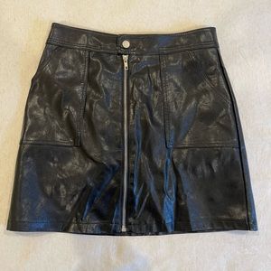 Black Fake Leather Skirt